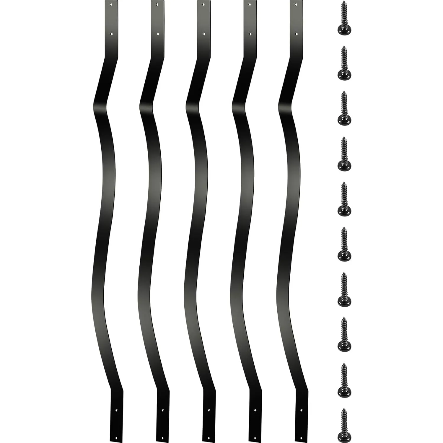 VEVOR Deck Balusters, 32.25"x1" Metal Deck Spindles, 51 Pack Staircase Baluster with Screws, Aluminum Alloy Deck Railing for Wood and Composite Deck, Wave Arc Baluster for Outdoor Stair Deck Porch