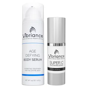 Vibriance Total Body Renewal Bundle | Super C Serum and Age Defying Body Serum for Face and Body | Hydrates, Firms, Lifts, Reduces Wrinkles, Crepey Skin | Anti-Aging Skincare Set for Radiant Skin