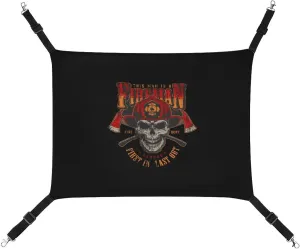 Vintage Firefighter Skull Hanging Cat Bed Soft Breathable Pet Hammock for Cage Pet Sleeper for Kitten Ferret Puppy Rabbit