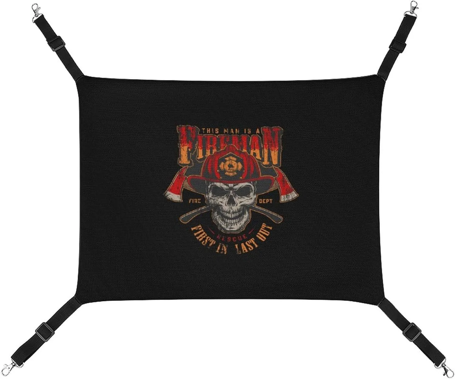 Vintage Firefighter Skull Hanging Cat Bed Soft Breathable Pet Hammock for Cage Pet Sleeper for Kitten Ferret Puppy Rabbit