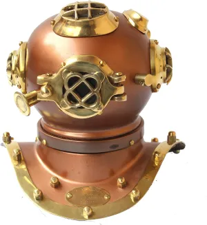 Vintage Handmade Marine Divers Diving Helmet Miniature US Navy Copper Finish Scuba Diving Divers Helmet Movie Prop Collectible Helmet Home & Table Decor