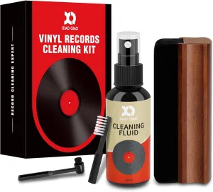 Vinyl Record Cleaner Kit - 6-in-1 Vinyl Records Cleaning Kit Includes Soft Velvet Record Brush, Cleaning Liquid, Stylus Brush, Cleaning Brush, Cleaning Cloth and Storage Bag