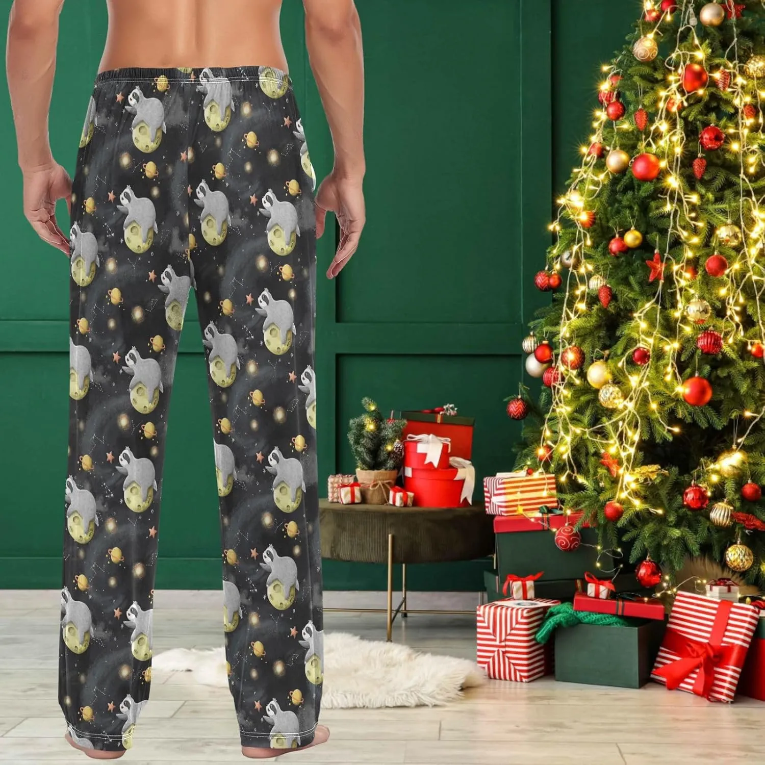 visesunny Mens 100% Cotton Pajama Bottoms Lightweight Lounge Pant with Pockets Soft Sleep Pj Pants for Men