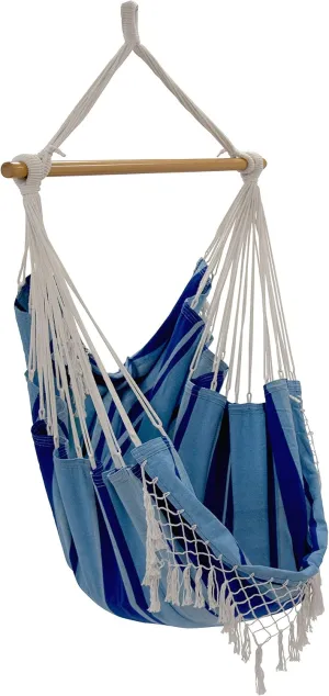Vivere Cotton Hammock Chair with Hardwood Spreader Bar - 250 lb Capacity (Island Breeze)
