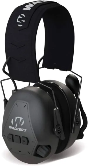 Walker's Bluetooth Compact 25dB NRR Hunting Shooting Passive Hearing Protection Muff w/Adjustable Boom Mic, Black, One Size