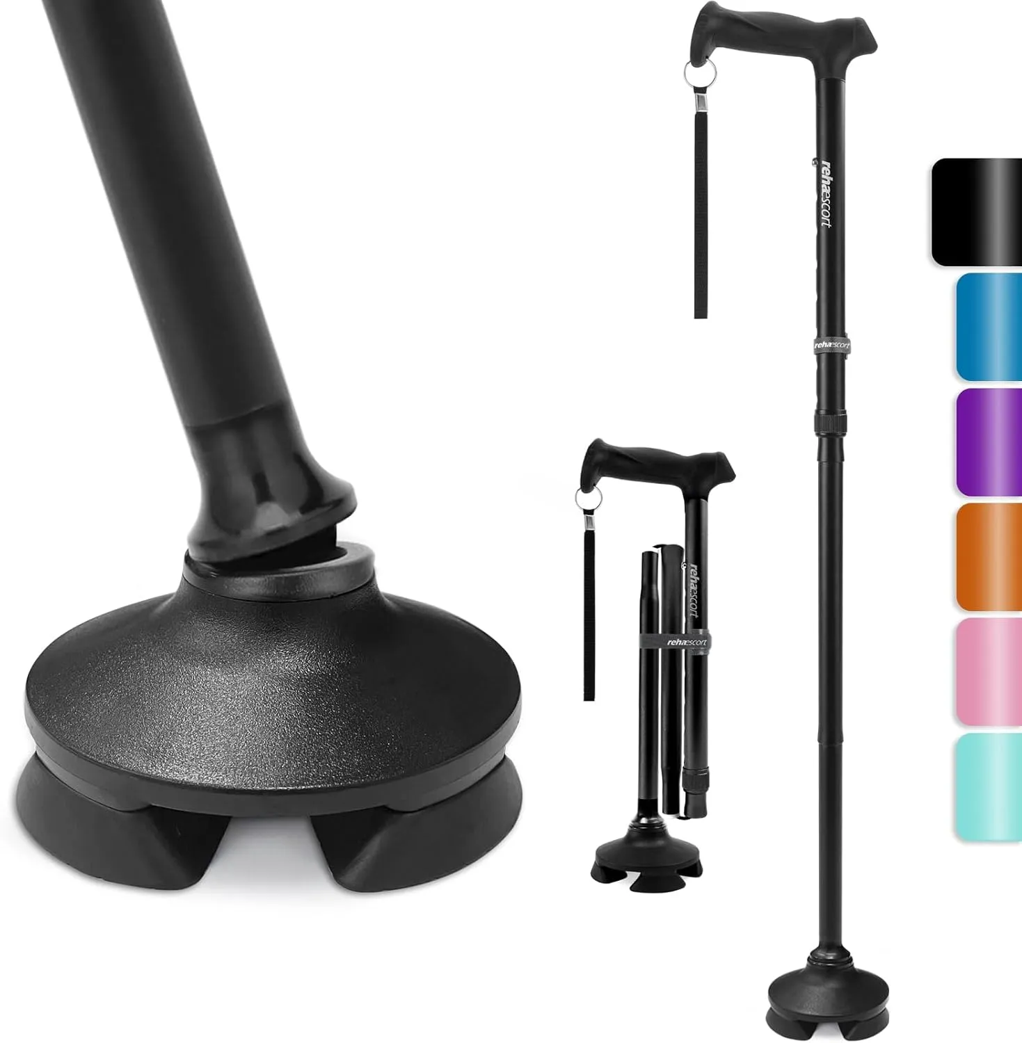 Walking Cane for Men & Women - Folding, Adjustable, Lightweight, Walking Canes for Seniors Balance, Free Standing, Pivot Tip, Soft Handle, Foldable Walking Sticks with Travel Bag