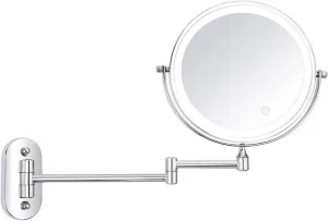 Wall-Mounted Makeup Mirror 360°Rotating Double-Sided Lamp Mirror LED8 Inch Makeup Mirror Wall-Mounted Foldable