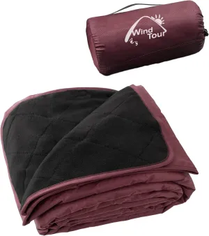 Warm Polar Fleece Blanket Picnic Outdoor & Beach, Machine Washable Camping Quilt for Cold Weather, Adventure, Sleeping, Backpacking (Dark red)