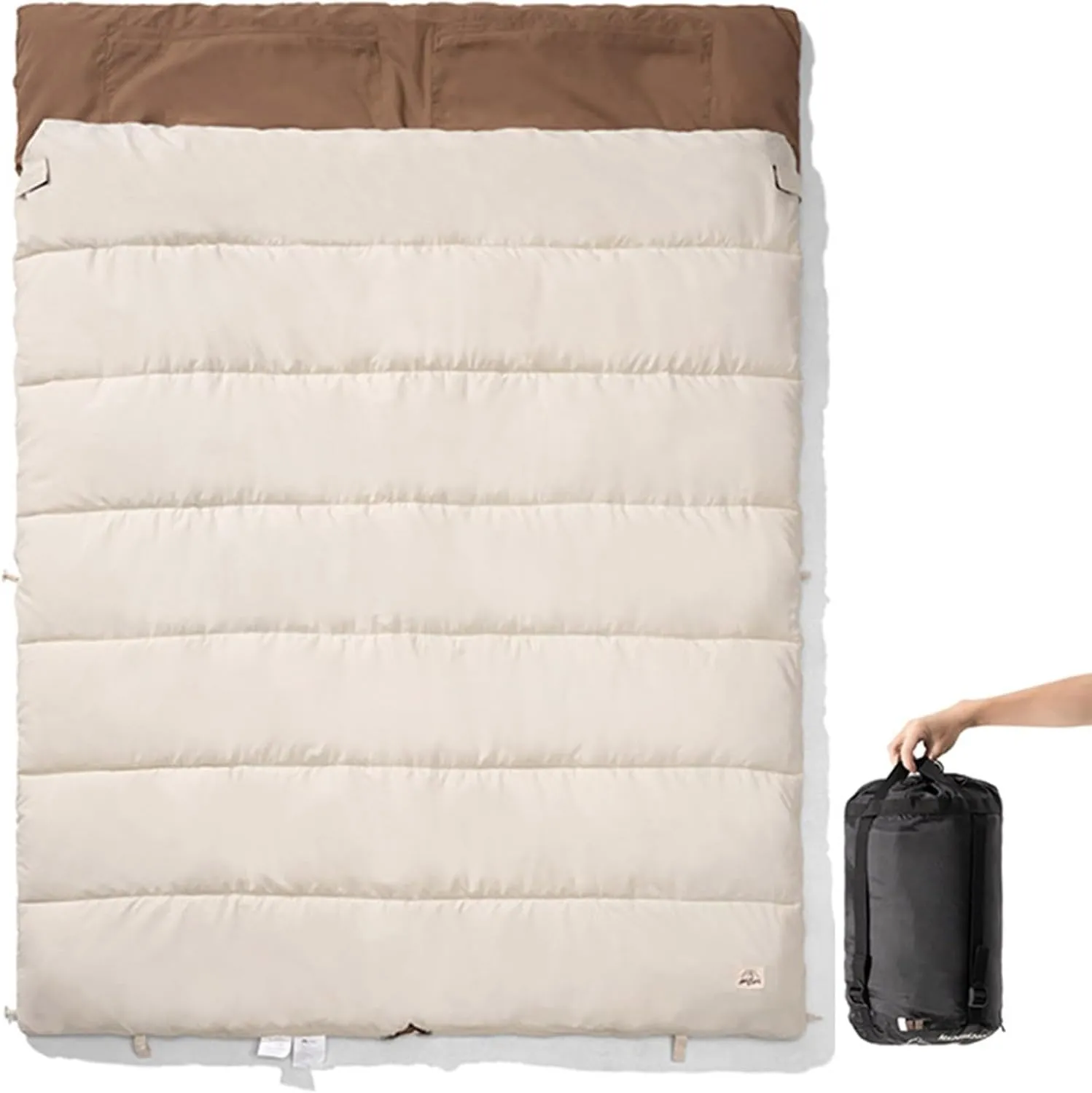 Warm Weather Sleeping Bag, Double Two Person Removable Sleeping Bag with Internal Pocket for Backpacking Camping 3 Season