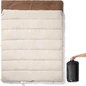 Warm Weather Sleeping Bag, Double Two Person Removable Sleeping Bag with Internal Pocket for Backpacking Camping 3 Season