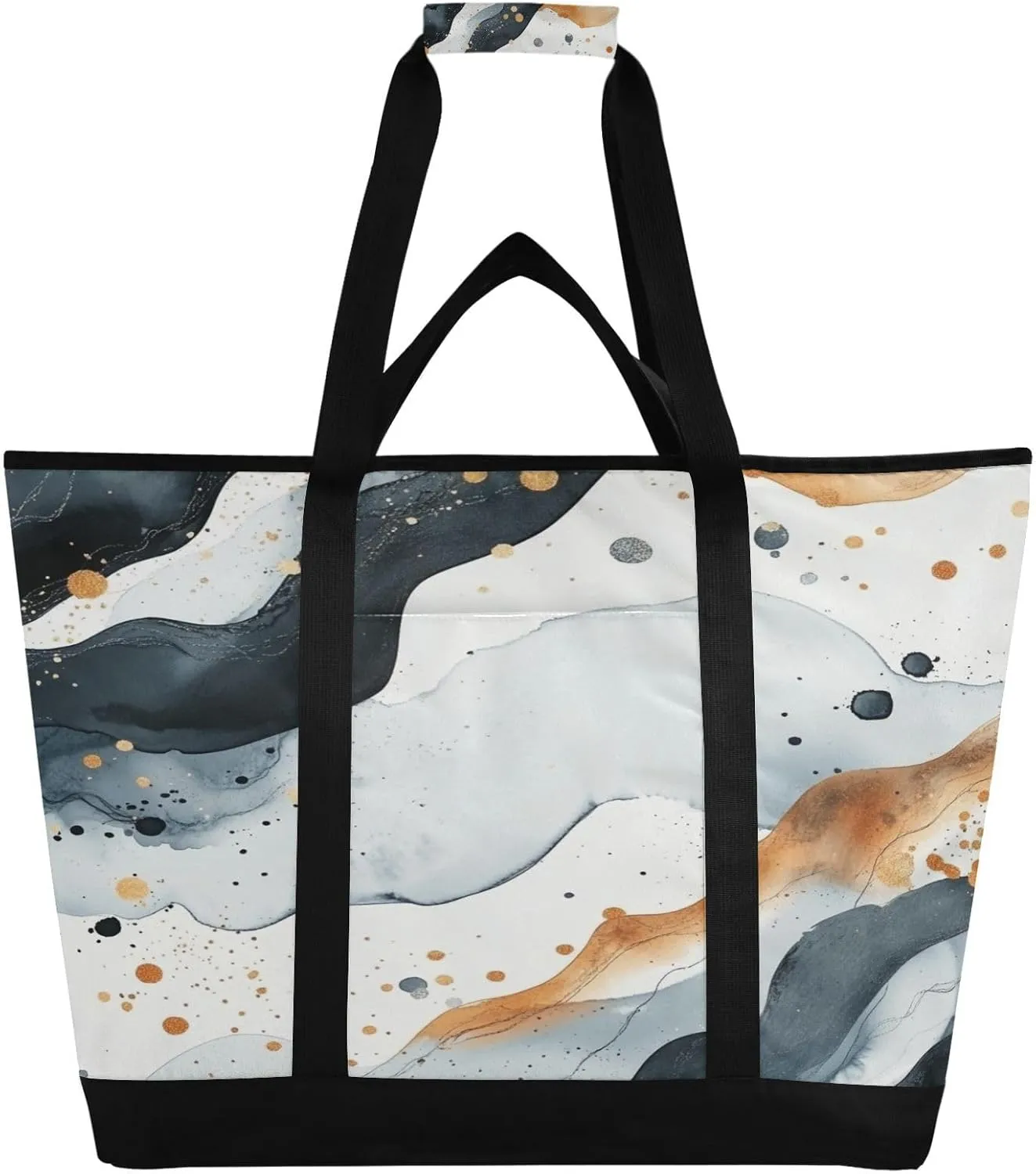 Watercolor Pattern Reusable Insulated Lunchbox Cooler Bag, Leakproof Kitchen Grocery Bag Collapsible Portable Cooler Tote Bag for Picnic, Camping, Office, Travel