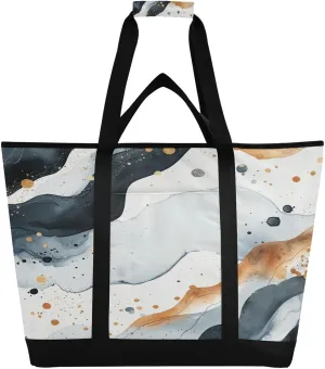 Watercolor Pattern Reusable Insulated Lunchbox Cooler Bag, Leakproof Kitchen Grocery Bag Collapsible Portable Cooler Tote Bag for Picnic, Camping, Office, Travel