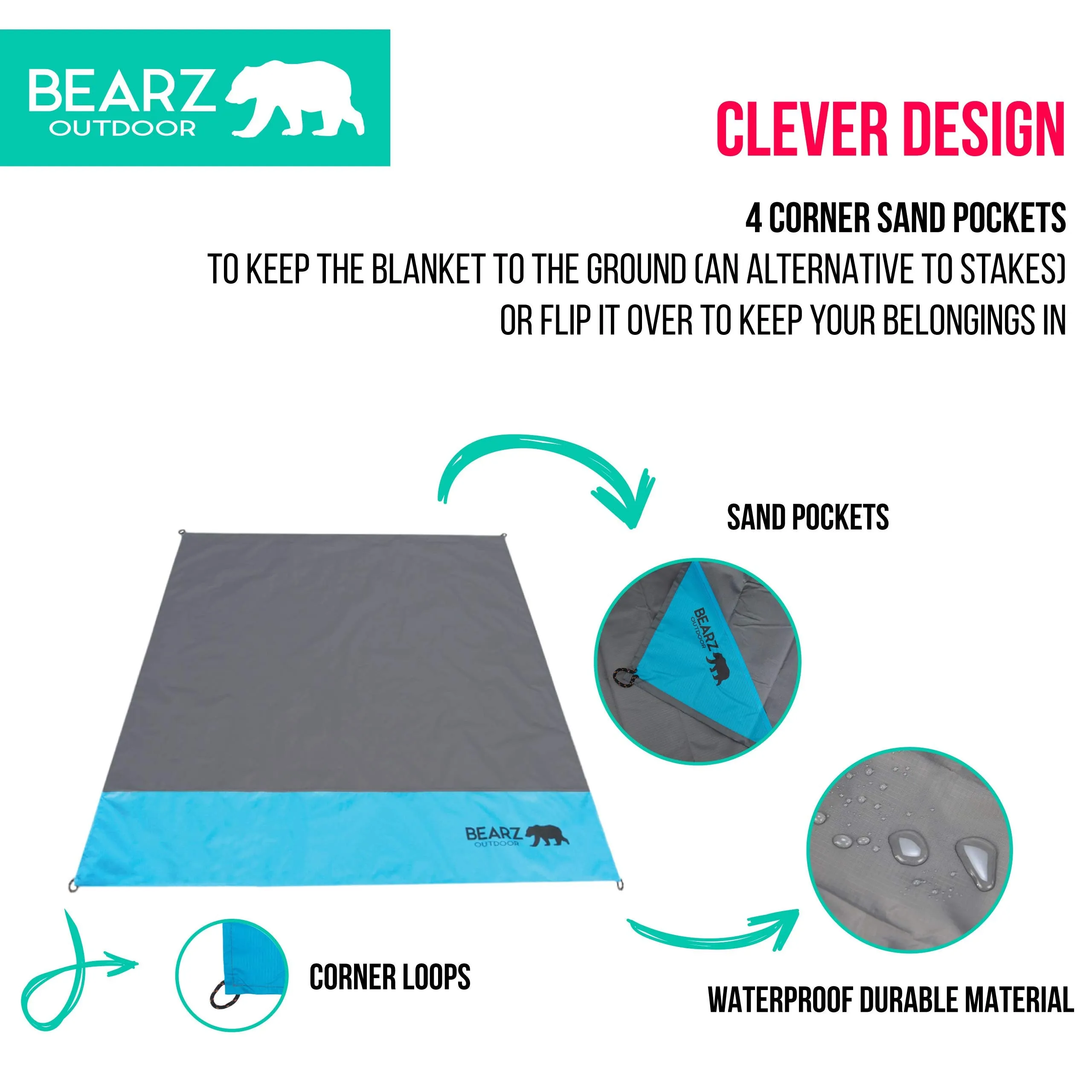 Waterproof compact travel picnic blanket