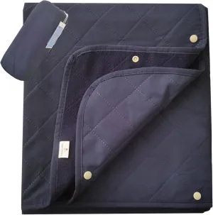 Waterproof Outdoor Stadium Blanket – Quilted & Windproof, 57"x49" Compact Picnic & Beach Blanket for Camping, Sports, Travel – Car Seat Cover for Post-Water Activities, Navy