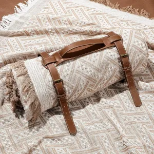 Waterproof Picnic Blankets Outdoor Blanket Foldable 2 in 1 Double Layer Sandproof Beach Mat with Carry Strap for Camping Lawn Park Beach Grass(Khaki,71 x 71 Inches)
