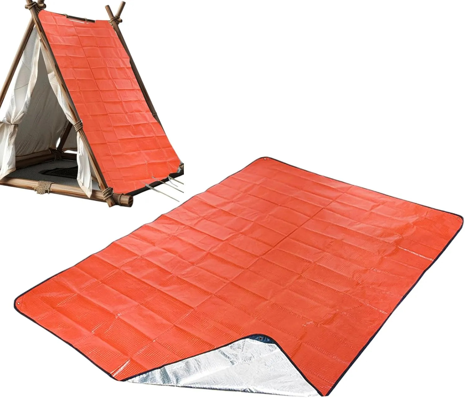 Waterproof Survival Blanket - 59x82 Inch Reflective Thermal Tarp | Camping Hiking Climbing emergeency Blanket, Outdoor Gear for Cold Weather, Travel, Safety, Windproof Shelter, Disaster Prep Kit