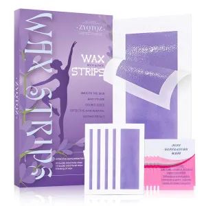 Wax Strips for Hair Removal - 60 Count (40 Body   20 Face Strips) with 6 Soothing Oil Wipes, At-Home Waxing Kit for Women & Men - Legs, Bikini, Underarms, Face, Travel-Friendly & No Heat Needed