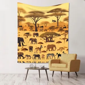 WBQLSL African grassland animals Reusable Decorative Wall Hanging, Picnic Tablecloth Multipurpose Wall Hanging, Decorative Washable Tapestry (60 * 51 Inch)