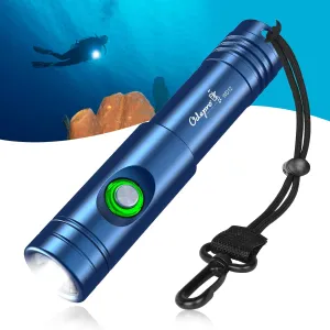 WD12 Dive Light - 980 Lumens Compact Scuba Diving Backup Light with 3 Modes, IP68 Waterproof Submersible Torch, Underwater Snorkeling Flashlight with Push Button (Blue)