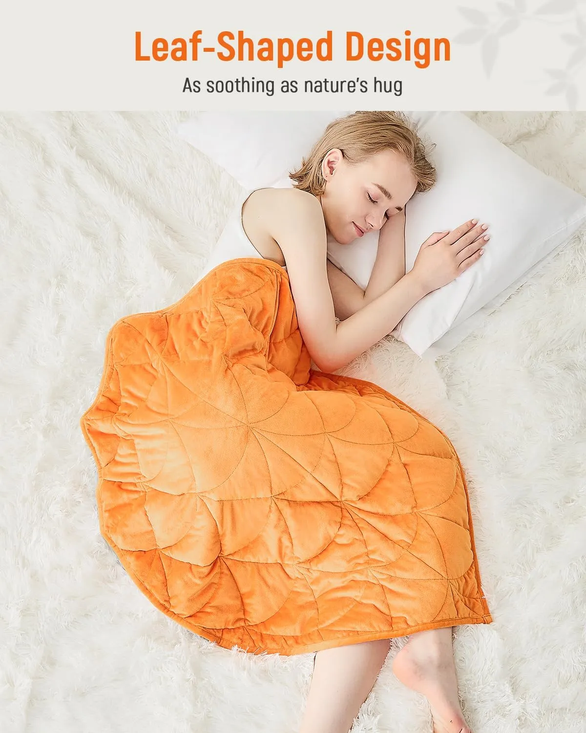 Weighted Lap Blanket 5 lbs for Adults, Luxury Soft Small Weighted Blanket, Compact Portable Weighted Lap Pad for Relaxation, Sleeping, Travel, All-Season Use, Bright Orange, 30" x 40"