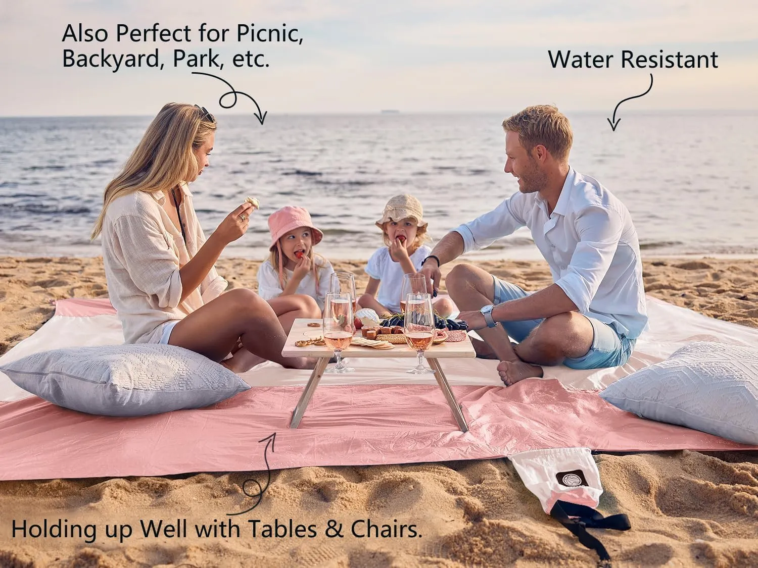 WEKAPO Beach Blanket Sandproof Waterproof, Extra Large Beach Mat, Oversized & Compact Sand Free Mat Quick Drying, Lightweight & Durable with 6 Stakes & 4 Corner Pockets
