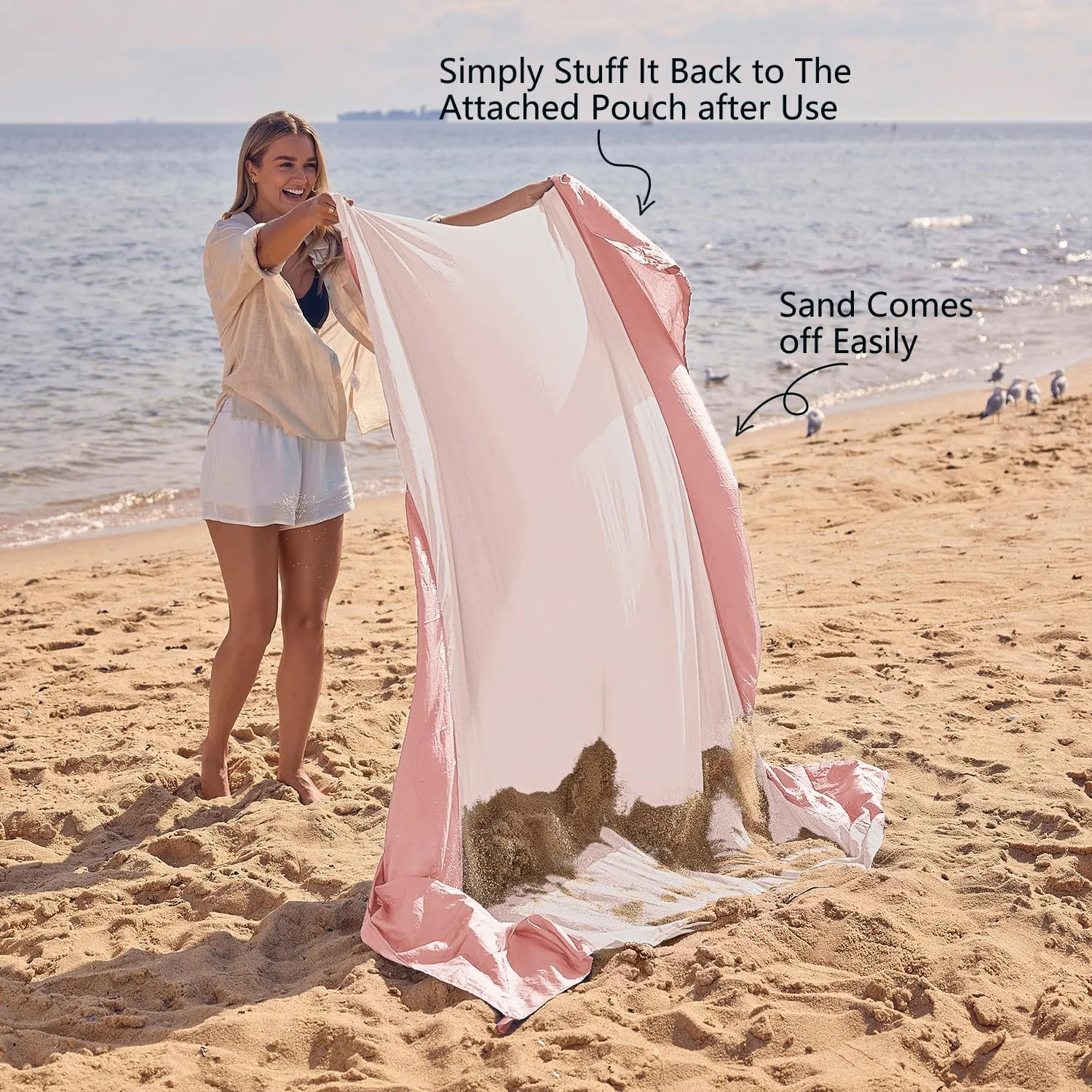 WEKAPO Beach Blanket Sandproof Waterproof, Extra Large Beach Mat, Oversized & Compact Sand Free Mat Quick Drying, Lightweight & Durable with 6 Stakes & 4 Corner Pockets