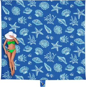 WEKAPO Beach Blanket Waterproof Sandproof Oversized, Extra Large Beach Mat Sand Free, Lightweight & Compact Sand Free Mat with 6 Stakes & 4 Corner Pockets