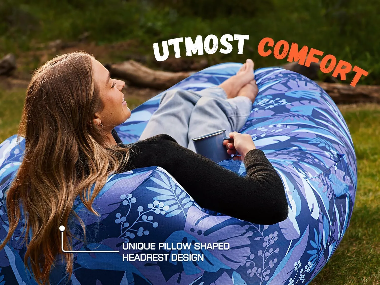 WEKAPO Inflatable Lounger Air Sofa Hammock-Portable,Water Proof& Anti-Air Leaking Design-Ideal Couch for Backyard Beach Traveling Camping Picnics & Music Festivals