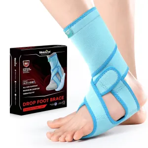 Welnove Drop Foot Brace with Arch Support，AFO Brace for Walking ，Relieve the Instability of Lower Limbs by Foot Drop, MS, TBI, Spinal Cord Injury, Cerebral Palsy(Blue, Left)