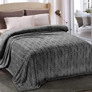 Whale Flotilla Flannel Fleece King Size Blanket for Bed, Soft Fluffy Velvet Bedspread Coverlet with Decorative Vintage Pattern for All Season, Warm and Lightweight, 90x104 Inch, Dark Grey