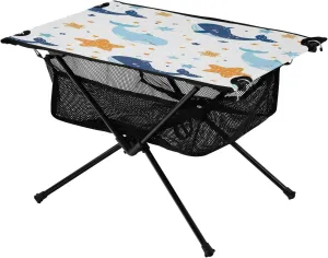 Whales and Stars Portable Folding Camping Table, Compact Lightweight Beach Table with Carrying Bag for Outdoor Picnics, BBQs, Camp