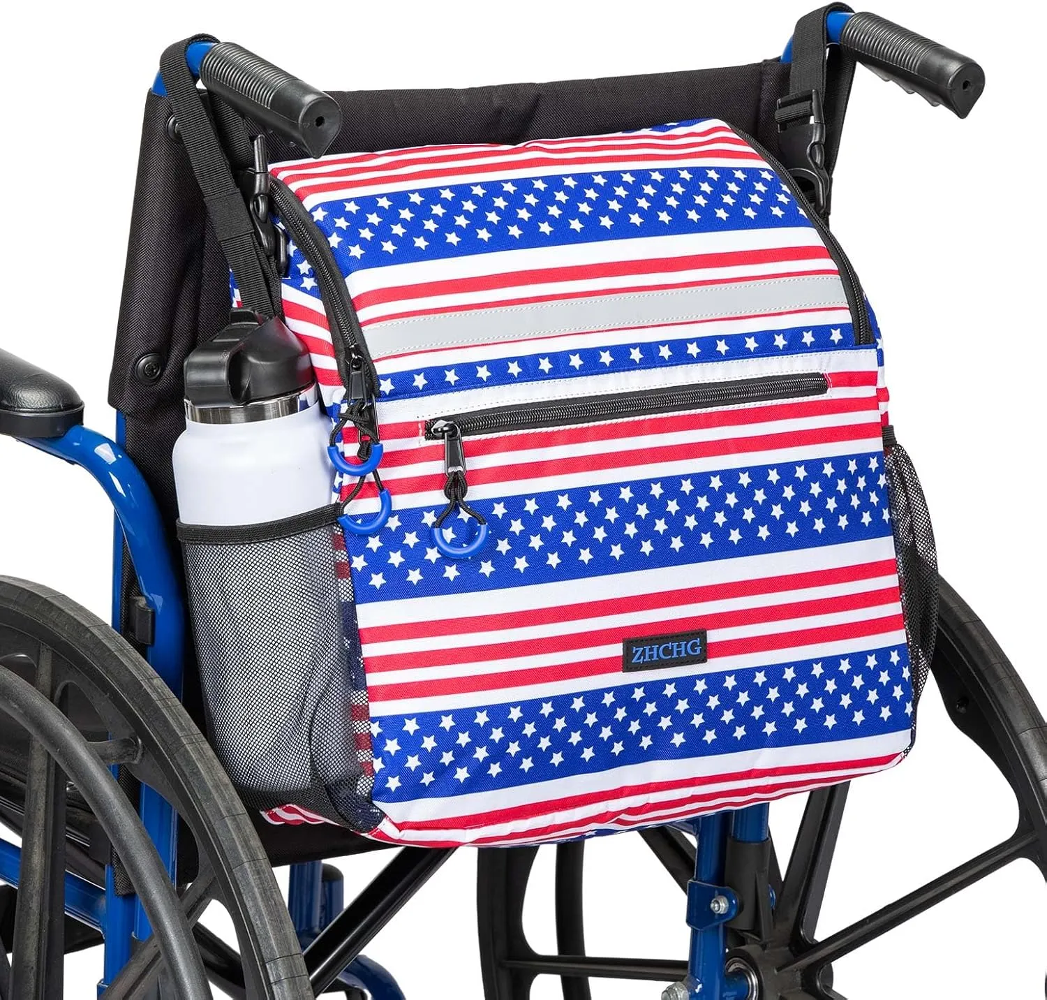 Wheelchair Bags, Wheelchair Backpack with Cup Holder, Wheelchair Bags to Hang on Back, Electric Wheel Chair Accessories, Large Storage Bag for Walker Rollator