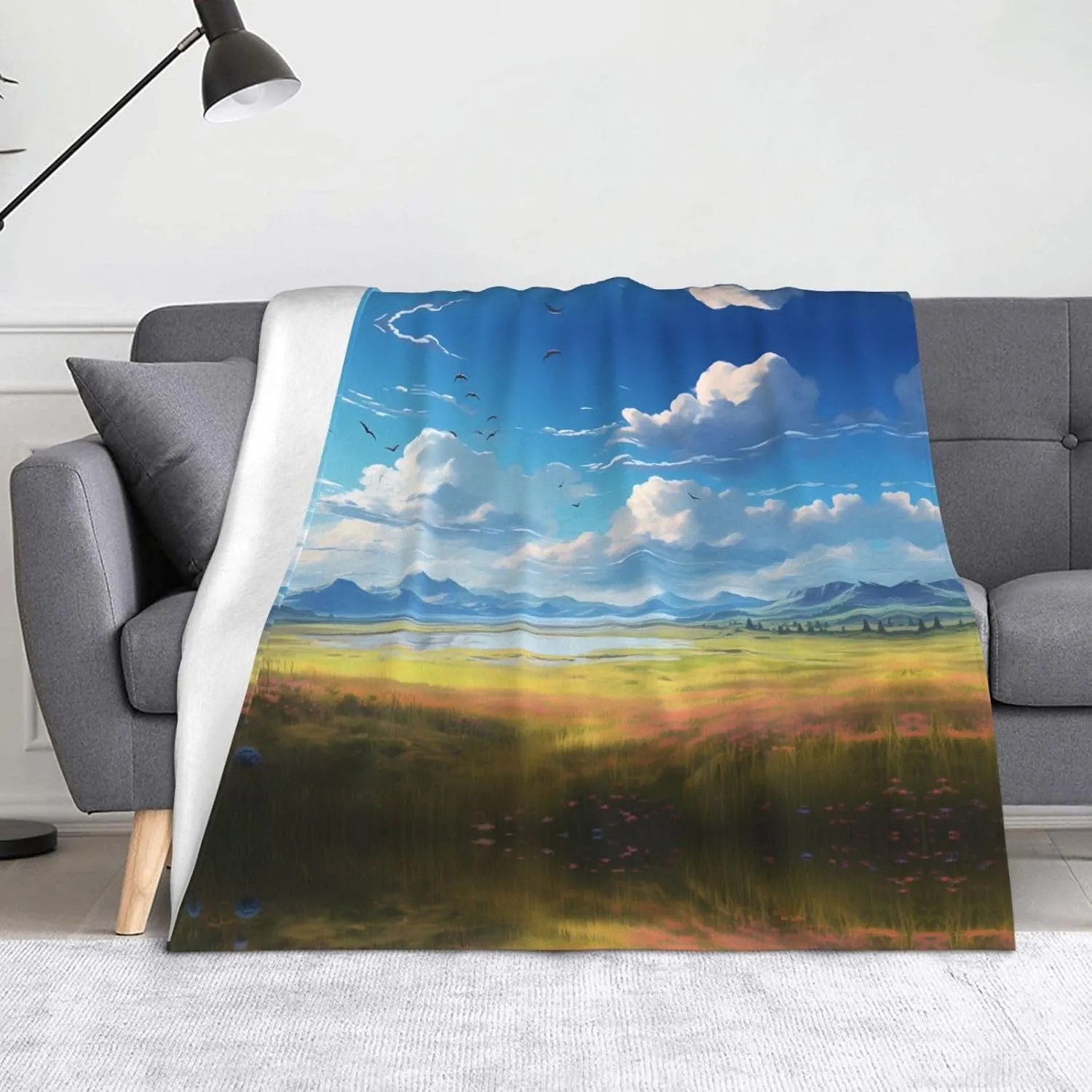 Wide Open Prairie. Prints Blanket Throws 60x50in - Lightweight Warm Comfortable Soft for Sofas, Camping Trips