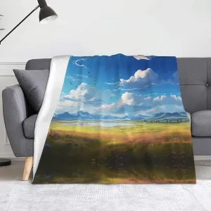 Wide Open Prairie. Prints Blanket Throws 60x50in - Lightweight Warm Comfortable Soft for Sofas, Camping Trips