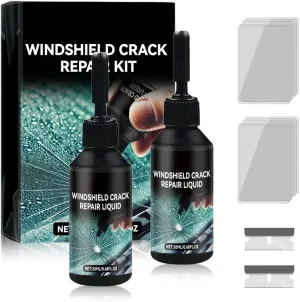 Windshield Crack Repair Kit, 2025 New Glass Cracks Gone Repair Kit, Glass Repair Liquid for Cracks, Premium Windshield Repair Kit for Chips and Cracks, Quick Fix Windshield & Glass Repair Tools (2Set)