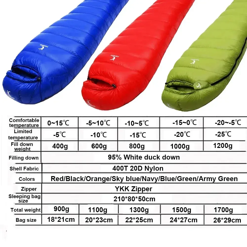 Winter Goose Down Sleeping Bag - Lightweight, Portable, and Warm for Outdoor Camping and Trekking