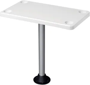 Wise 8WD944 Rectangular Pontoon Table with 4 Recessed Cup Holders, White