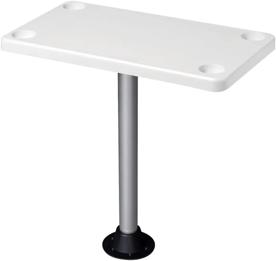 Wise 8WD944 Rectangular Pontoon Table with 4 Recessed Cup Holders, White