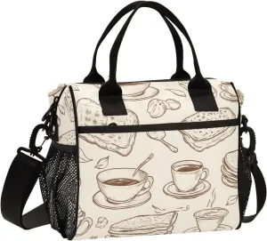 Women Cooler Bags Lunch Bag Reusable Insulated Lunch Bags Breakfast Time Crossbody with Shoulder Strap Adults S