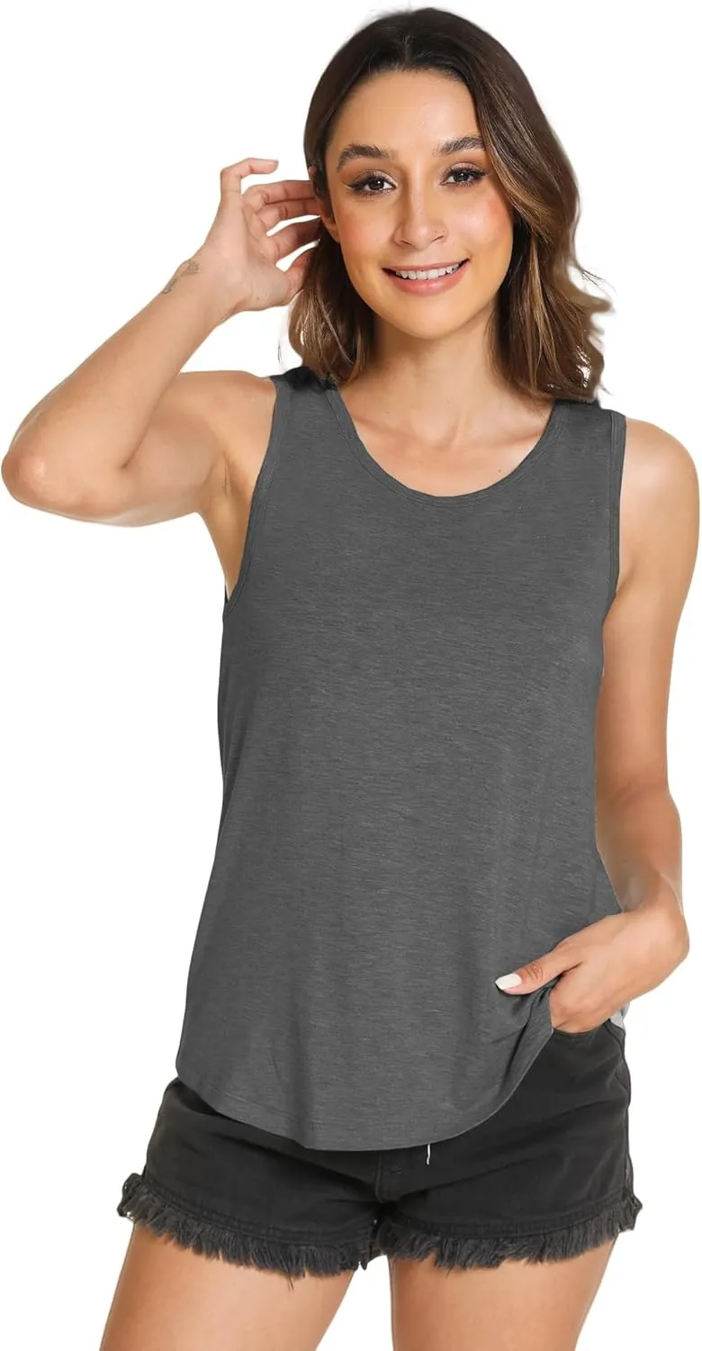 Women Tank Tops Loose Fit Summer Basic Sleeveless Tops Bamboo Viscose Pajama Shirts