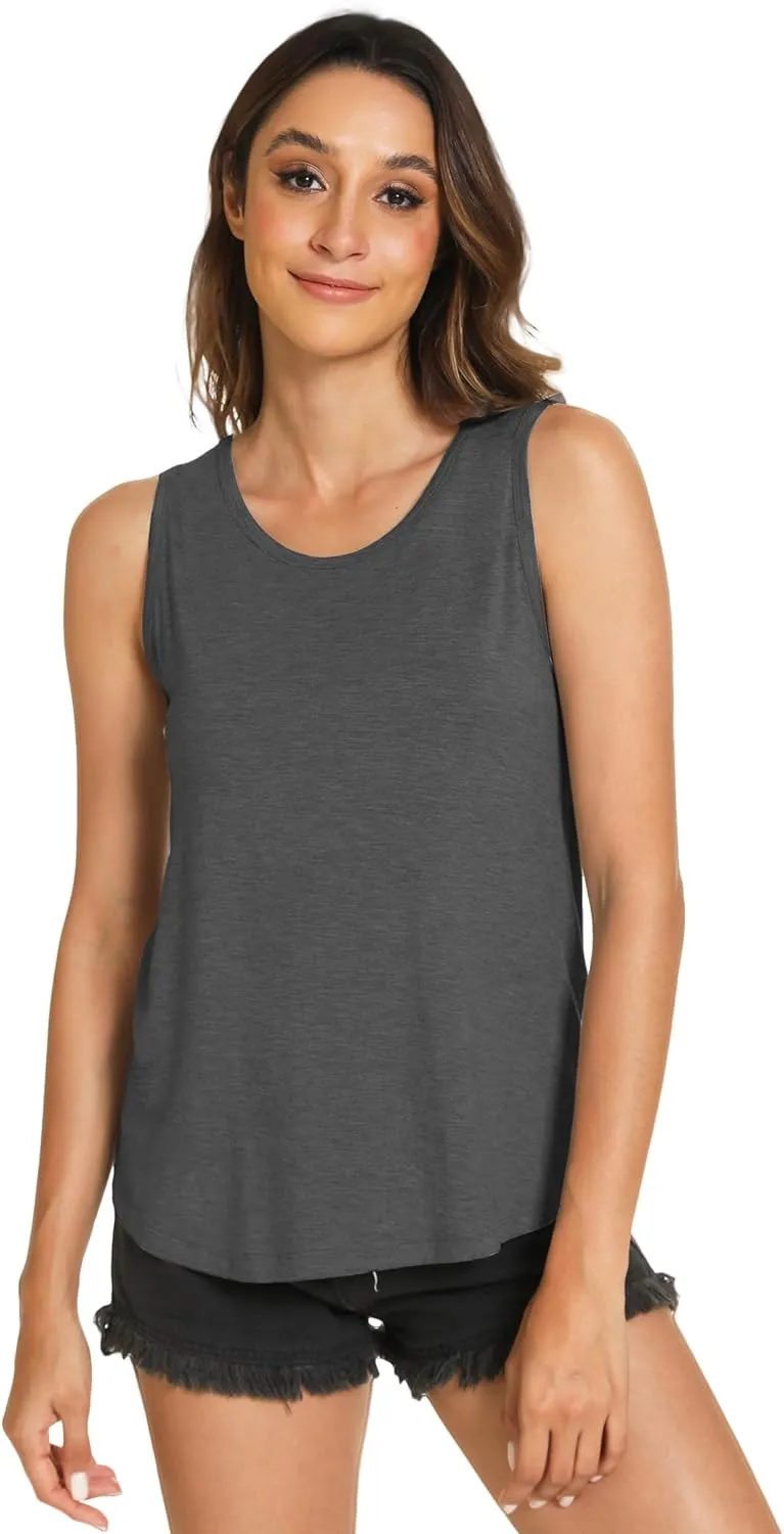 Women Tank Tops Loose Fit Summer Basic Sleeveless Tops Bamboo Viscose Pajama Shirts