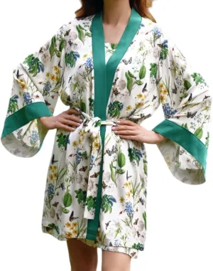 Women's Italian-Designed Kimono Robe - Silky-Soft, 100% Natural Luxe Viscose Rayon