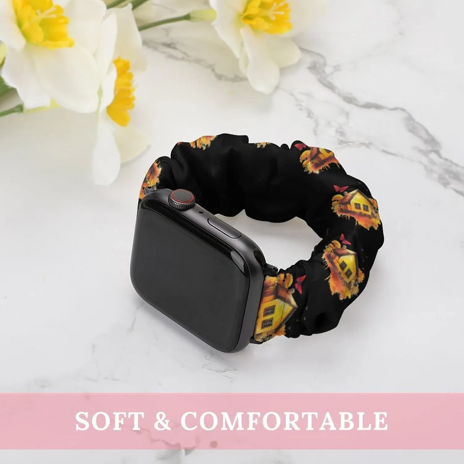 Wood House Butterfly Fashion Watch Strap Scrunchies Wristbands Compatible With IWatch Series