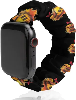 Wood House Butterfly Fashion Watch Strap Scrunchies Wristbands Compatible With IWatch Series