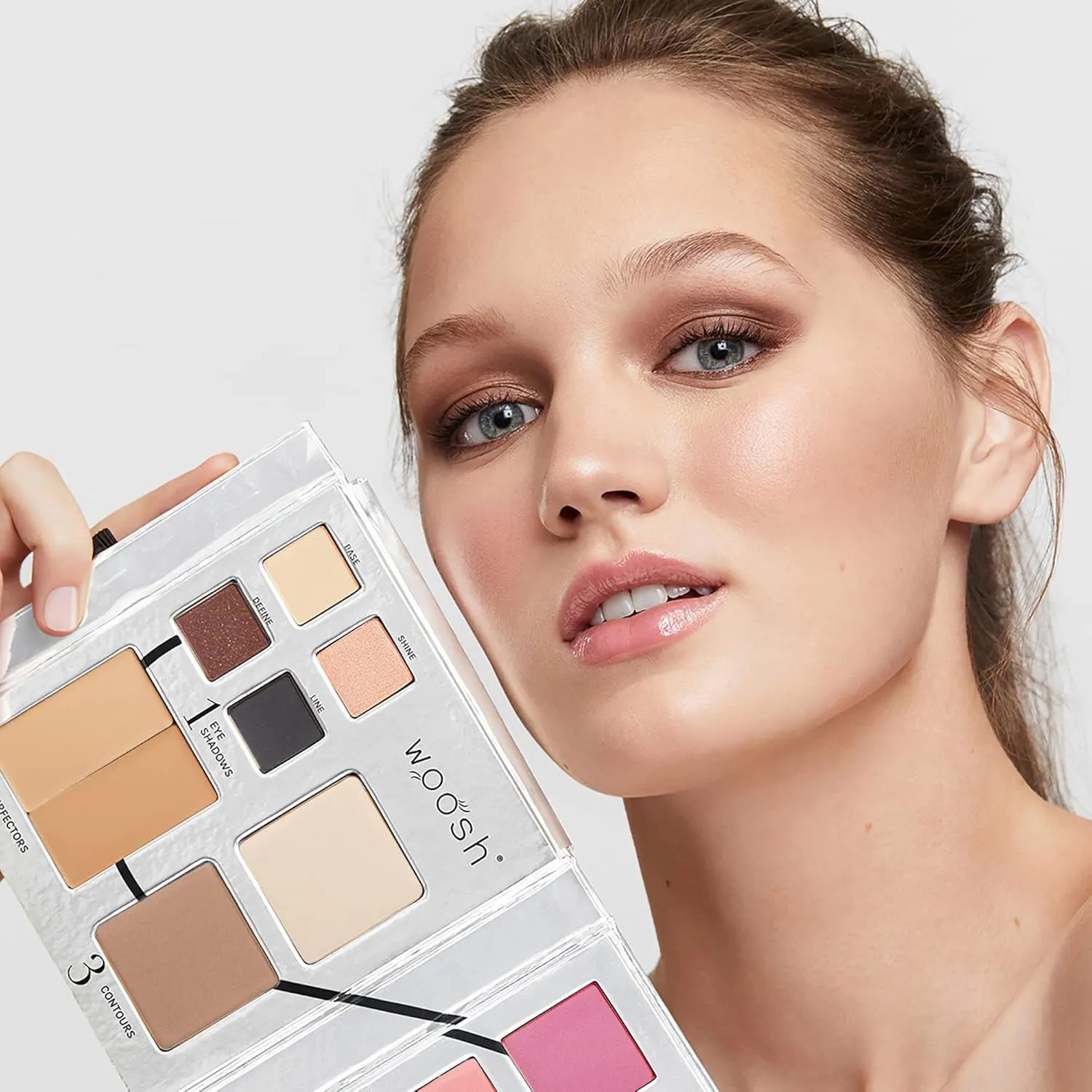 Woosh Beauty, Fold Out Face Original Makeup Palette, Travel, All in One, Neutral Cream & Powder (#2 Medium Light)
