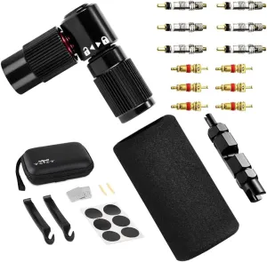 WOTOW CO2 Inflator for Bike Tires with Storage Case, Quick Inflate Bicycle Pump Nozzle Fits Presta/Schrader Valve & Insulated Sleeve & Tire Repair Tool Glueless Tube Patch Kit, No Cartridge