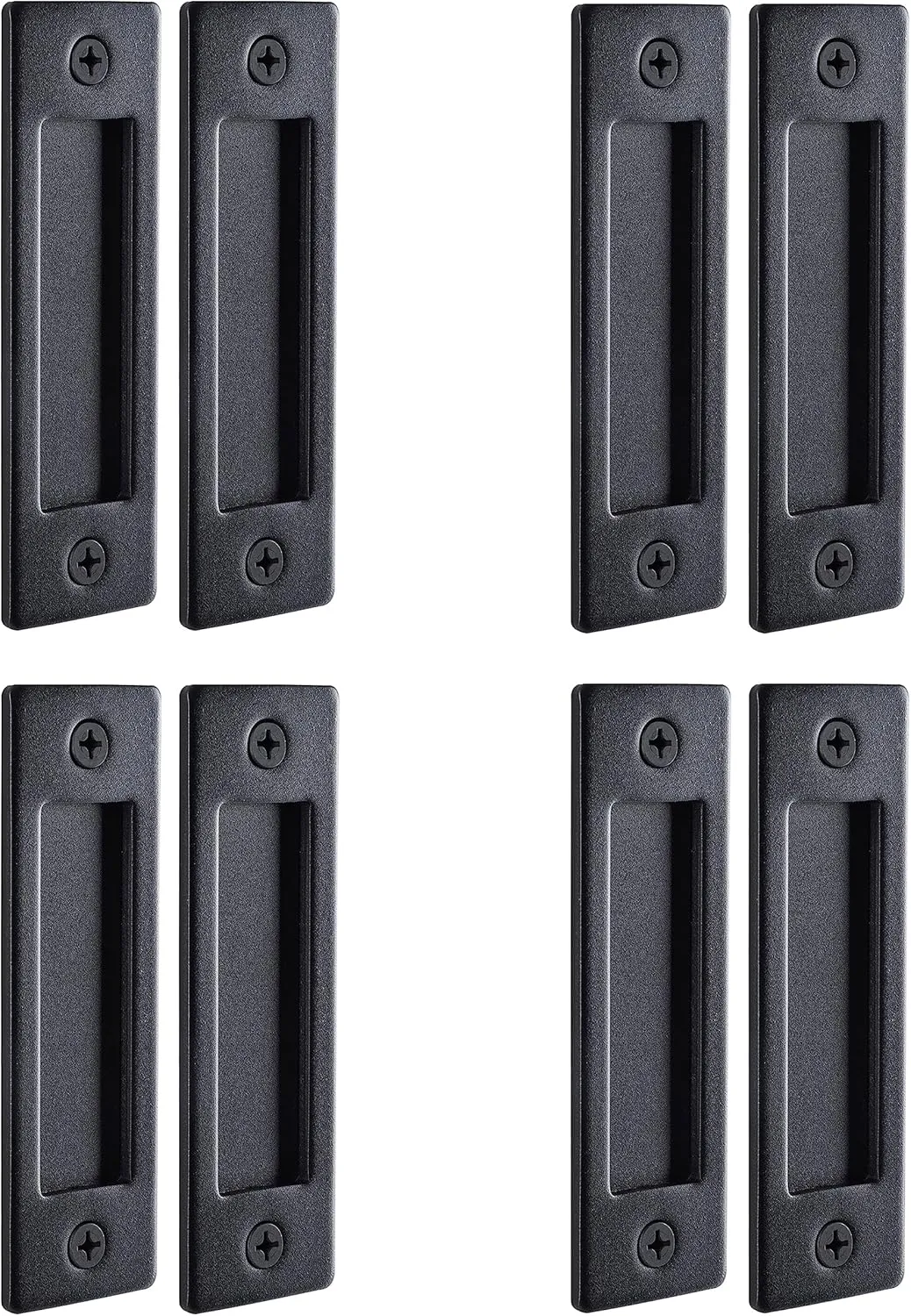 Wright Products Interior Barn Door Flush Handle Set with Mounting Hardware - 4 Pack, Matte Black