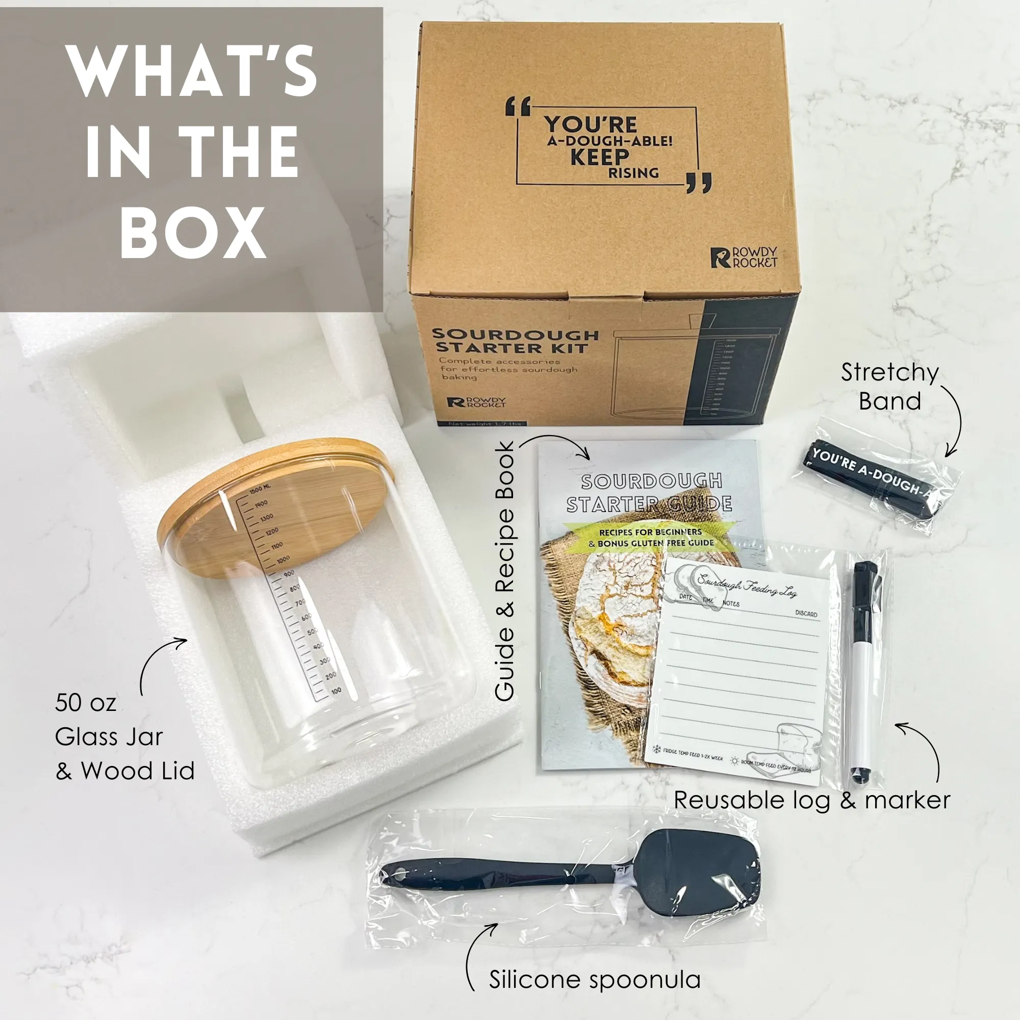 X003X7GF9D Sourdough Starter Jar Kit with Glass Jar, Spatula & More