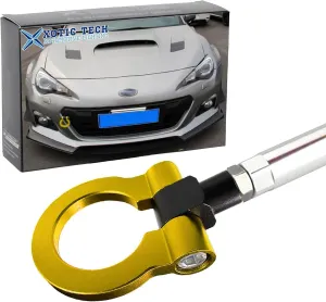 Xotic Tech JDM Sport Track Racing Style CNC Aluminum Screw-on Tow Hook Front Rear Bumper Compatible with Scion FR-S or Toyota 86 or Subaru BRZ Impreza WRX STi (Gold)