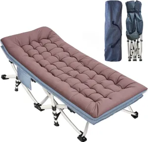 XXL Oversize Camping Cot with Comfortable Mattress Camping Cots for Adults 32 Inches Wide Cots for Sleeping Camping Bed Folding Cot Heavy Duty with Carry Bag Easy to Install Outdoor Indoor